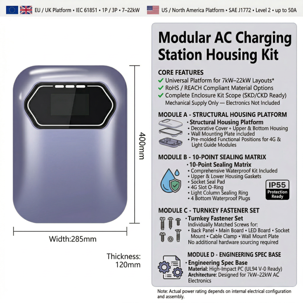 Wallbox PC Enclosure Kit | Polycarbonate EV Charger Housing for SKD/CKD ...